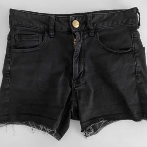 American Eagle High Rise Black Shorties